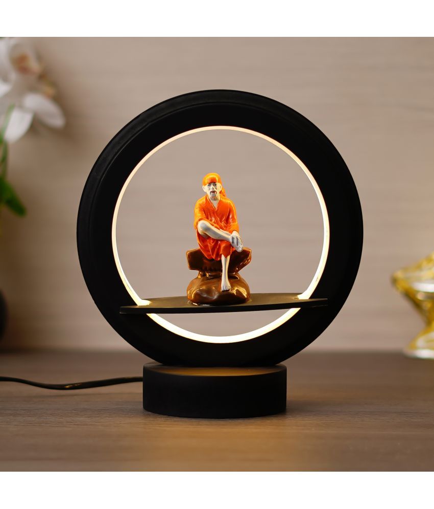     			eCraftIndia Black & Orange Sai Baba Circular Night Lamp