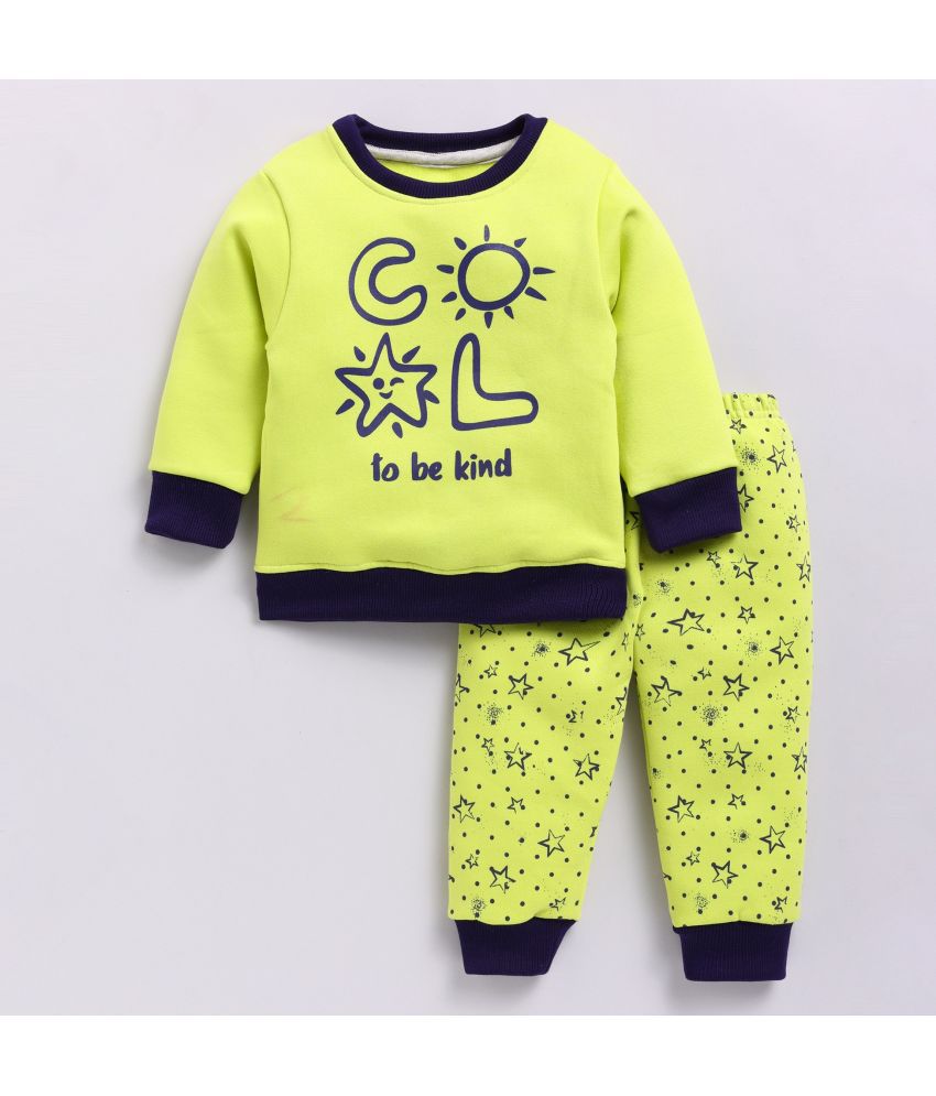     			Little Smart Yellow Fleece Unisex Sweatshirt & Jogger Set ( Pack of 1 )