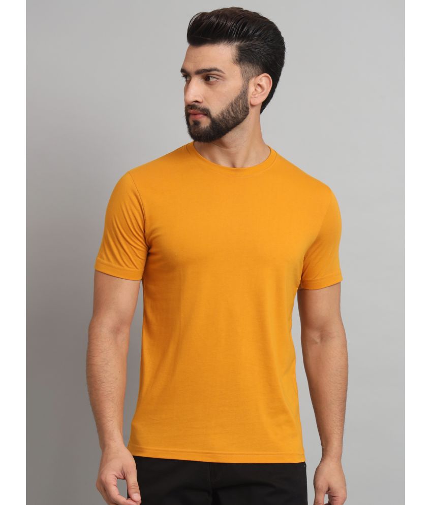     			ZEBULUN Cotton Blend Regular Fit Solid Half Sleeves Men's T-Shirt - Mustard ( Pack of 1 )