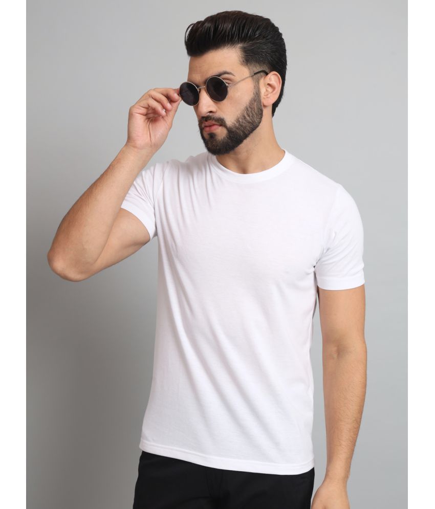     			ZEBULUN Cotton Blend Regular Fit Solid Half Sleeves Men's T-Shirt - White ( Pack of 1 )