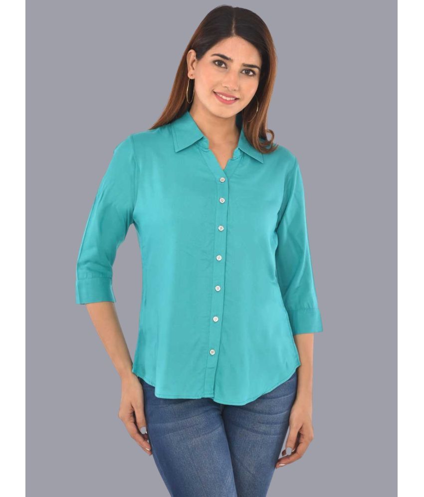     			FABISHO Blue Rayon Women's Shirt Style Top ( Pack of 1 )