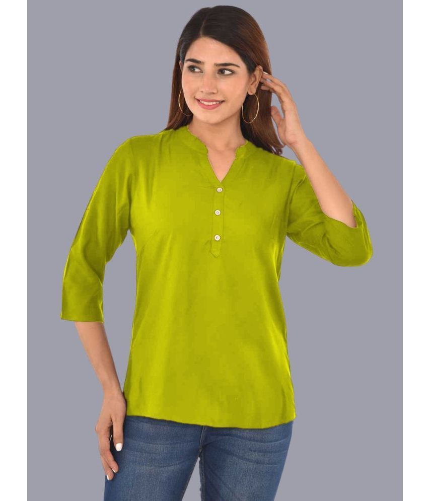     			FABISHO Green Rayon Women's Shirt Style Top ( Pack of 1 )