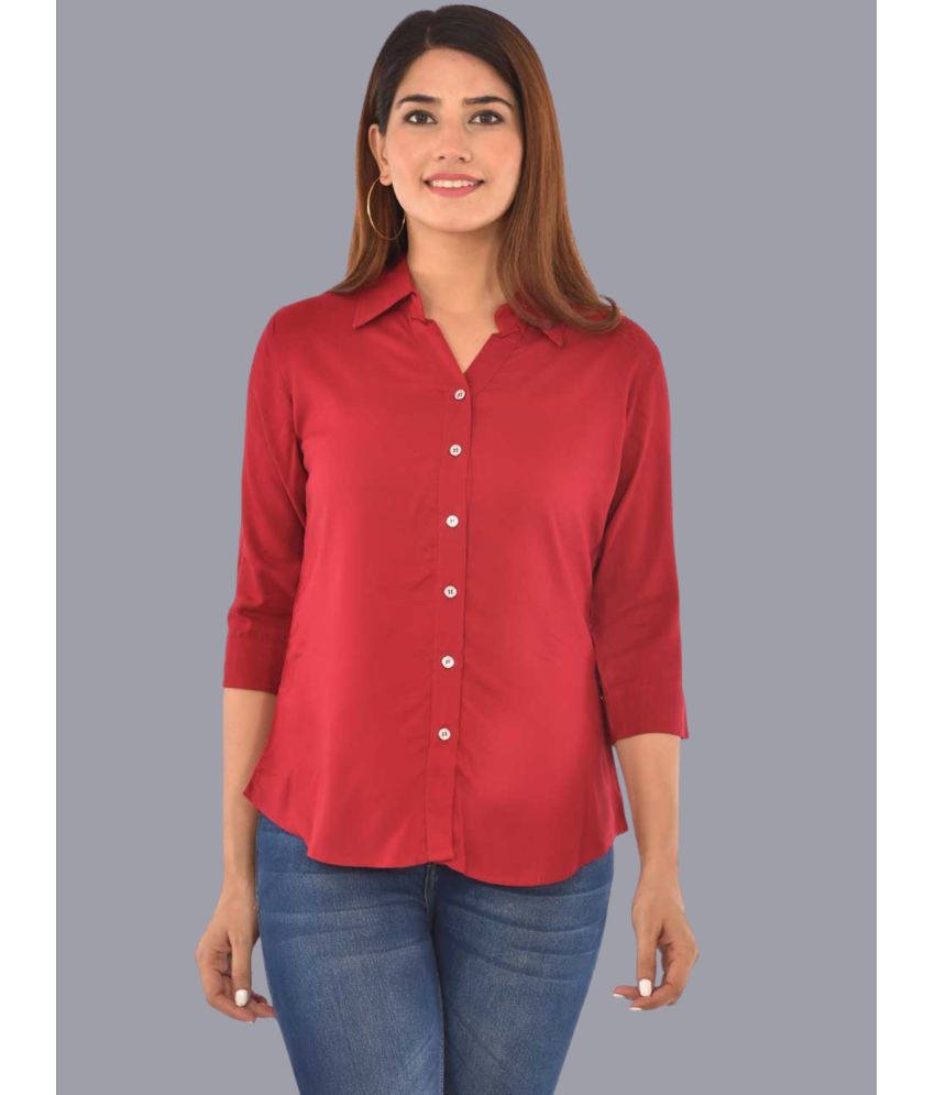     			QuaClo Maroon Rayon Women's Shirt Style Top ( Pack of 1 )