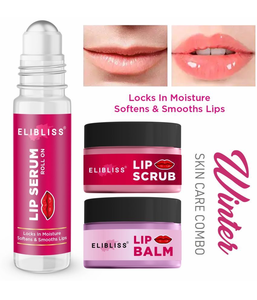     			Strawberry Lip Scrub+Lip Serum+Lip Balm for Dark Lip for All Skin Type