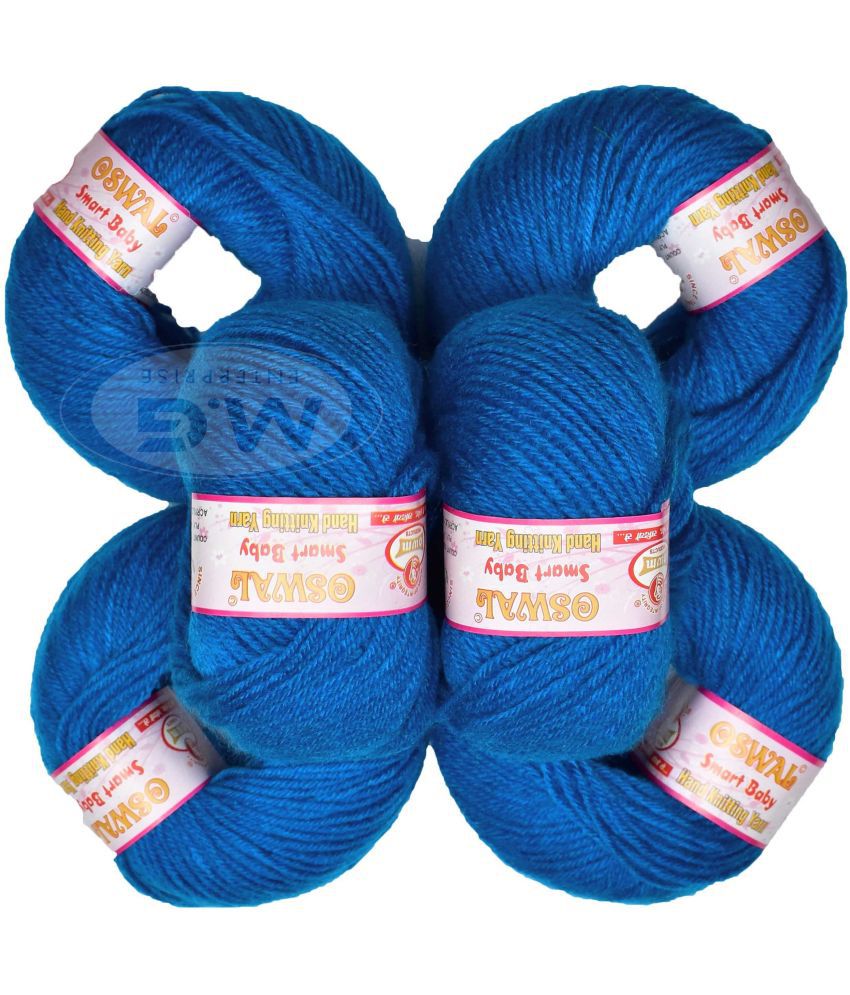     			100% Acrylic Wool Deep Blue (8 pc) Smart Baby 4 ply Wool Ball Hand Knitting Wool/Art Craft Soft Fingering Crochet Hook Yarn, Needle Knitting Yarn Thread Dye A BB