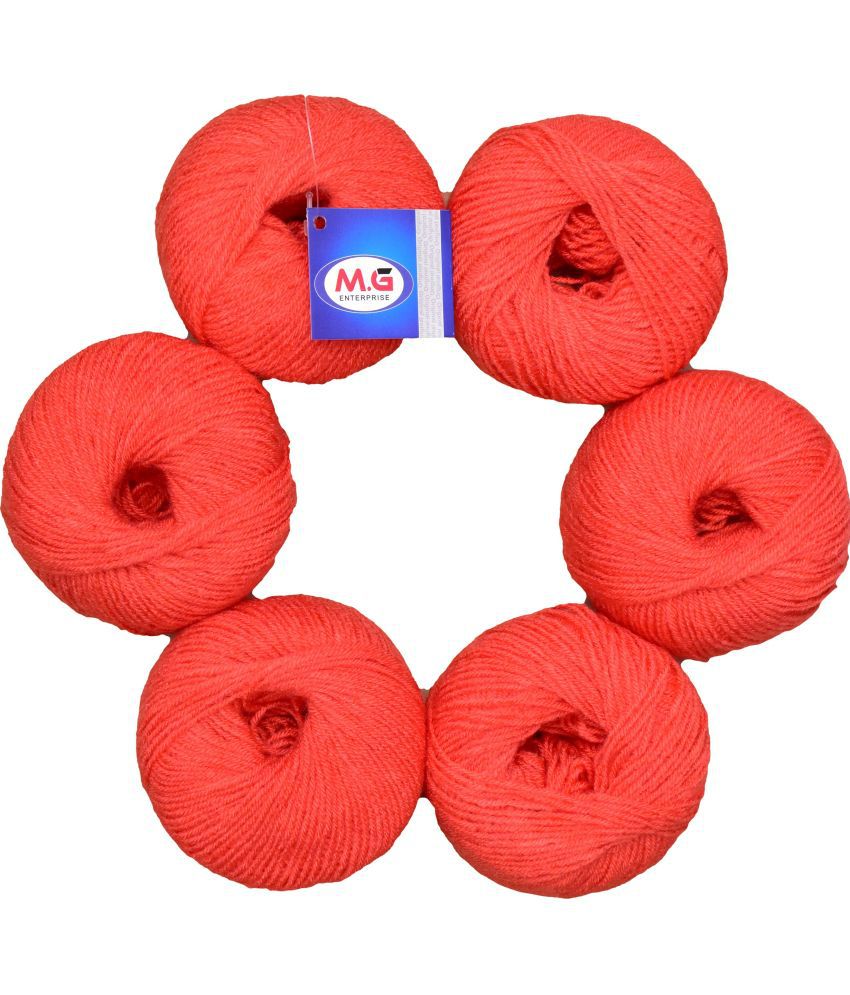     			100% Acrylic Wool Light Red (8 PC) Baby Soft Wool Ball Hand Knitting Wool/Art Craft Soft Fingering Crochet Hook Yarn, Needle Knitting Yarn Thread Dyed