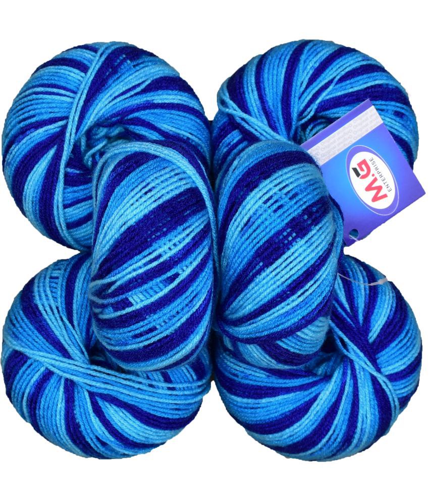     			100% Acrylic Wool Multi Azure (6 pc) Baby Soft Wool Ball Hand Knitting Wool/Art Craft Soft Fingering Crochet Hook Yarn, Needle Knitting Yarn Thread Dyed
