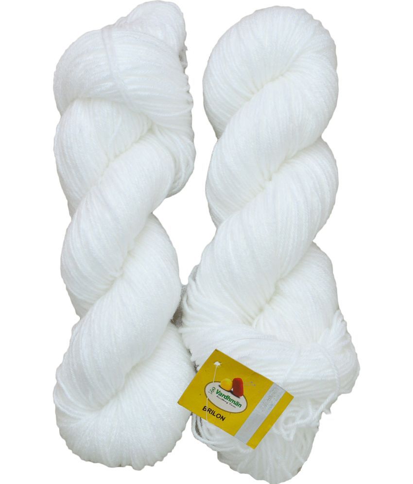     			Brilon White (300 gm)  Wool Hank Hand knitting wool / Art Craft soft fingering crochet hook yarn, needle knitting yarn thread dye C DG