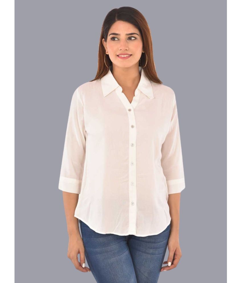     			FABISHO White Rayon Women's Shirt Style Top ( Pack of 1 )