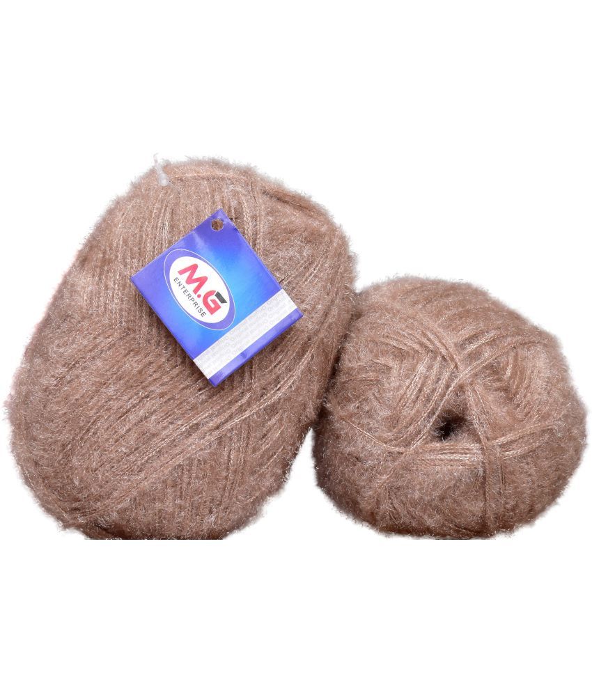     			Feather Brown (200 gm)  Wool Ball 100 gm each 200 gm total Hand knitting wool / Art Craft soft fingering crochet hook yarn, needle knitting yarn thread dyed