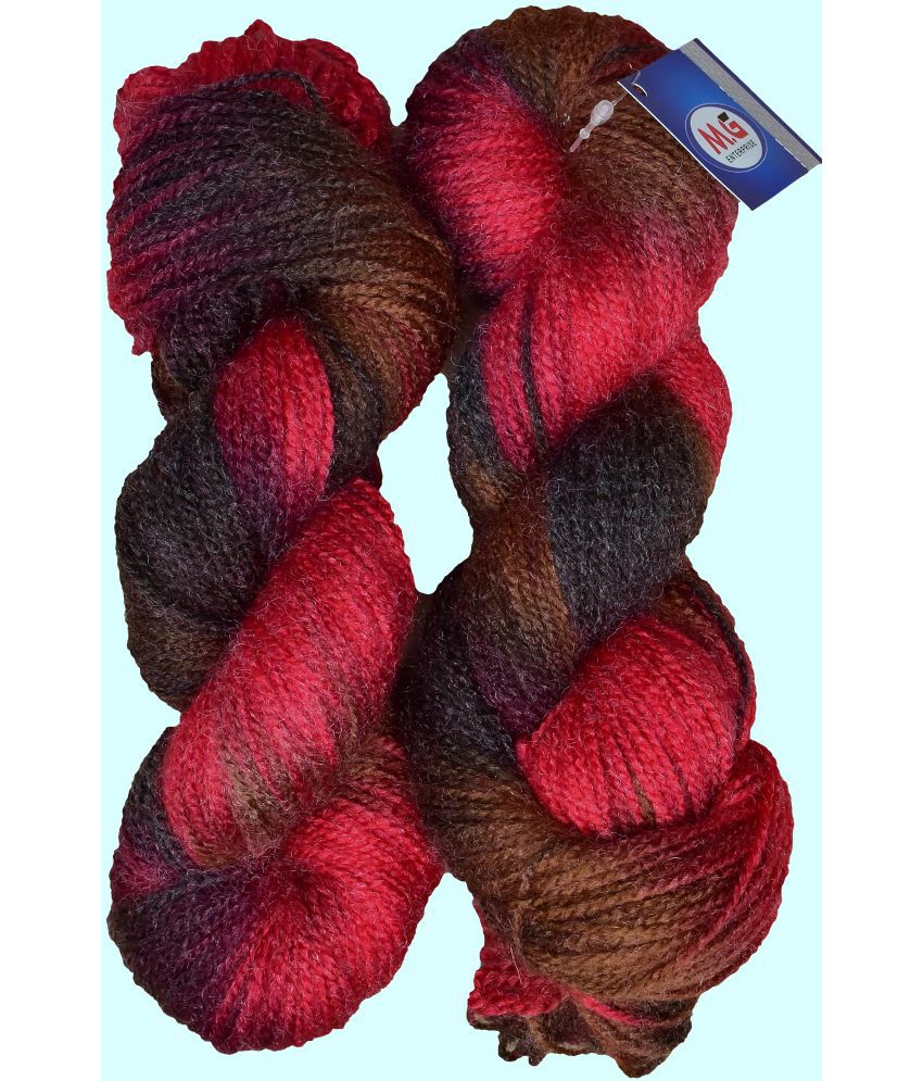     			Glow Red Black (400 gm)  Wool Hank Hand knitting wool / Art Craft soft fingering crochet hook yarn, needle knitting yarn thread dyed.