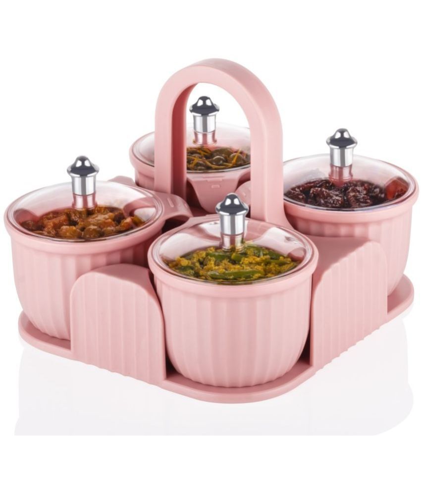     			HOMETALES Plastic Pink Pickle Container ( Set of 1 )