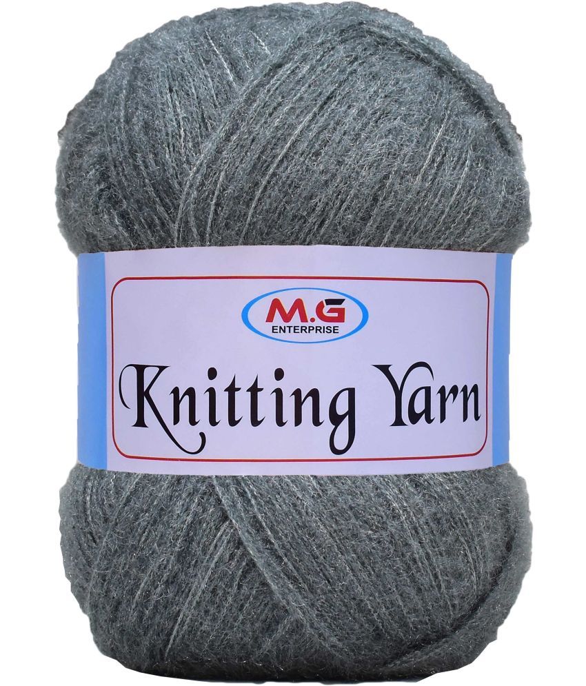     			Knitting Wool Yarn, Soft Fancy Feather Wool  Mouse Grey 200 gm- Art-ACFB