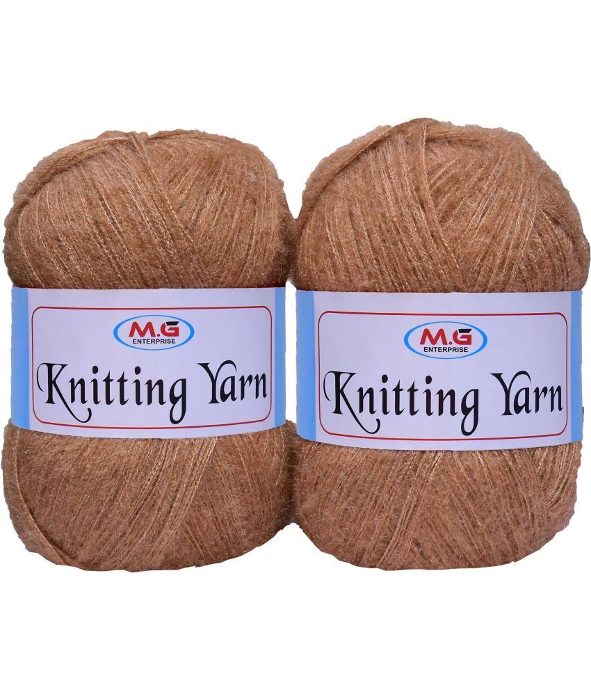     			Knitting Wool Yarn, Soft Fancy Feather Wool  Brown 200 gm- Art-HEG