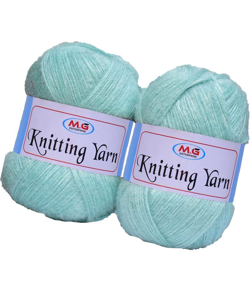     			Knitting Wool Yarn, Soft Fancy Feather Wool  Sea Green 300 gm- Art-HGA