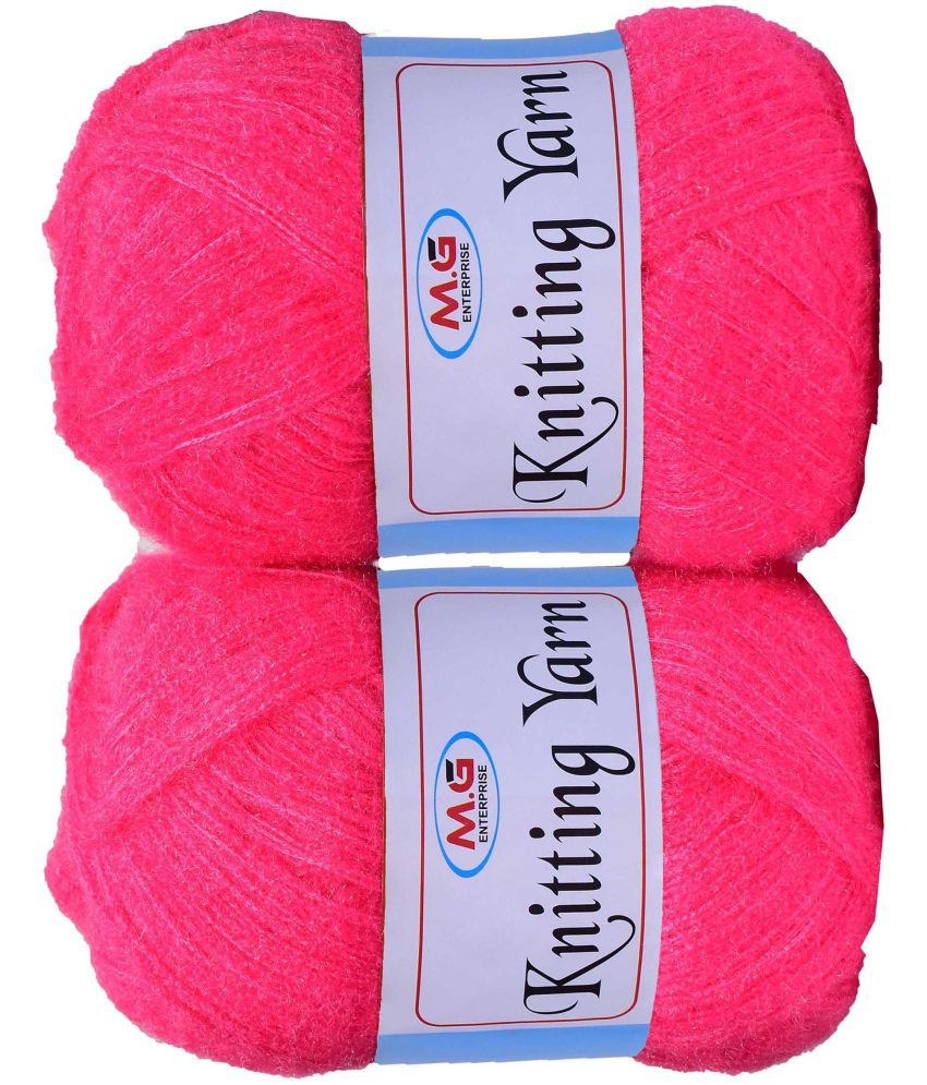    			Knitting Wool Yarn, Soft Fancy Feather Wool  Rose 300 gm- Art-HEI