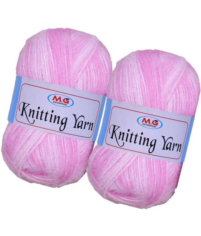     			Knitting Wool Yarn, Soft Fancy Feather Wool  Multi Pink 400 gm- Art-HEA