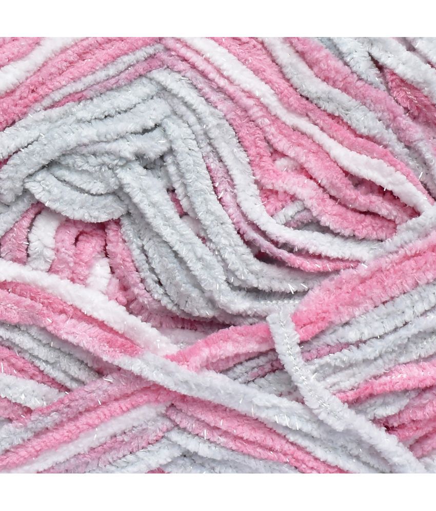     			Knitting Yarn Thick Chunky Wool, Blanket Pink Grey  WL 400 gm