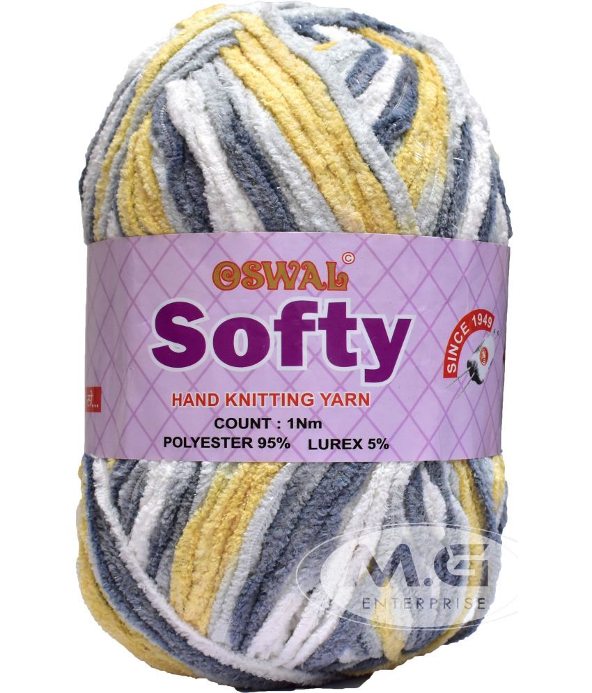     			Knitting Yarn Thick Chunky Wool, Softy Yellow Grey WL 600 gm  Best Used with Knitting Needles, Crochet Needles Wool Yarn for Knitting