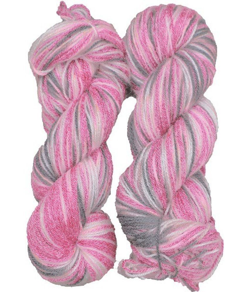     			Knitting Yarn Wool, Multi Pink Grey 200 gm Woolen Crochet Yarn Thread. Best Used with Knitting Needles, Crochet Needles. Wool Yarn for Knitting
