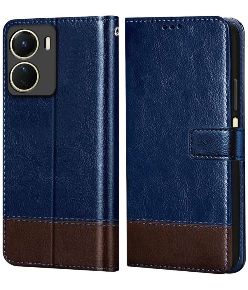     			NBOX Blue Flip Cover Leather Compatible For Vivo Y16 ( Pack of 1 )
