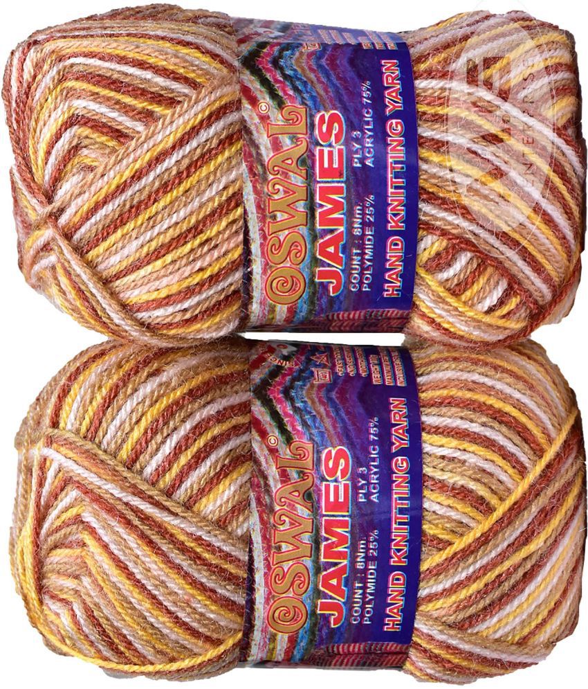    			Oswal James Knitting  Yarn Wool, Mustard Mix Ball 400 gm  Best Used with Knitting Needles, Crochet Needles  Wool Yarn for Knitting. By Oswa F GB