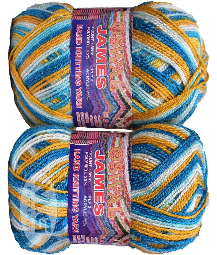     			Oswal James Knitting  Yarn Wool, Teal mix Ball 200 gm  Best Used with Knitting Needles, Crochet Needles  Wool Yarn for Knitting. By Oswa Z AD