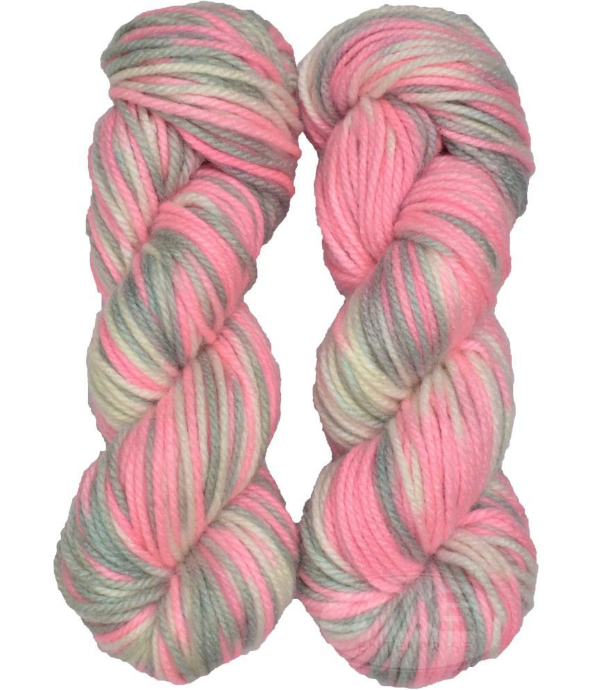     			Oswal Knitting Yarn Thick Chunky Wool, Pink Grey 200 gm ART - AAJG