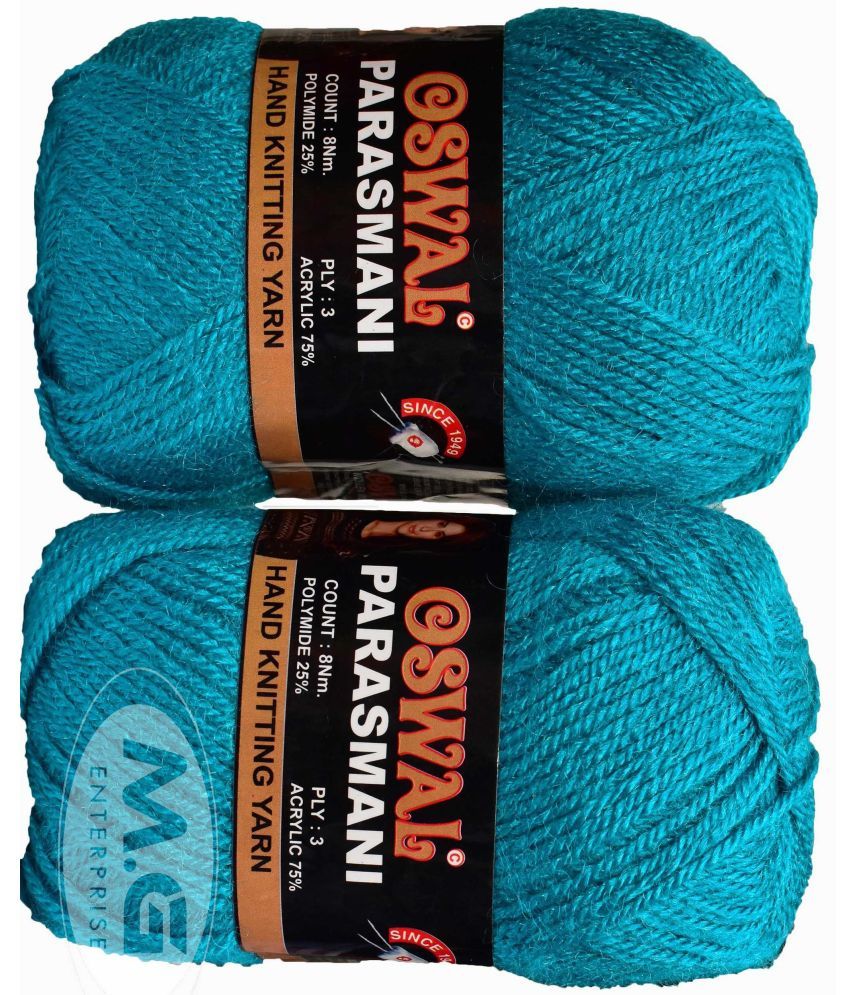     			Parasmani Knitting  Yarn Wool, Teal Ball 200 gm  Best Used with Knitting Needles, Crochet Needles  Wool Yarn for Knitting. By Oswa P QE