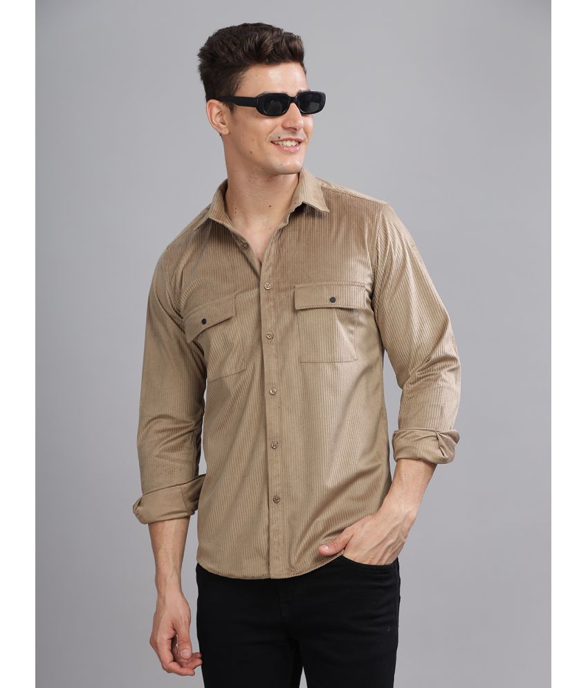     			Paul Street Polyester Slim Fit Striped Full Sleeves Men's Casual Shirt - Brown ( Pack of 1 )