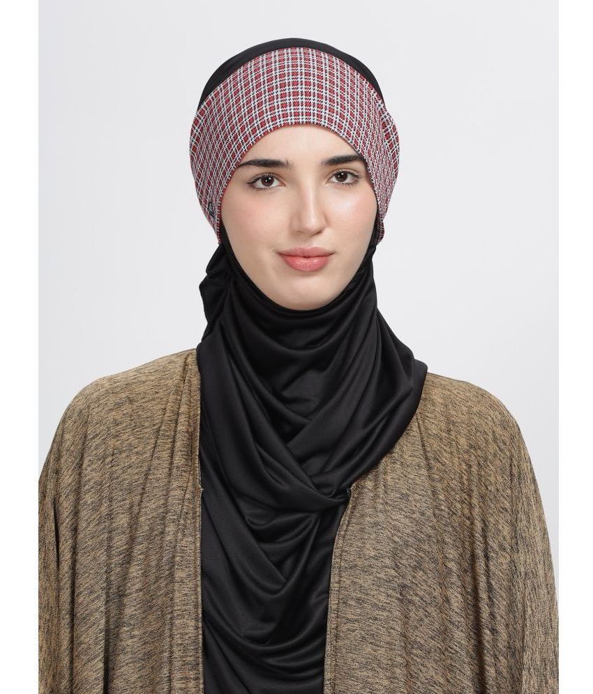     			REVEIL Black Polyester Stitched Hijab - Single