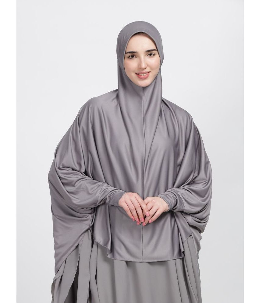     			REVEIL Grey Polyester Stitched Hijab - Single