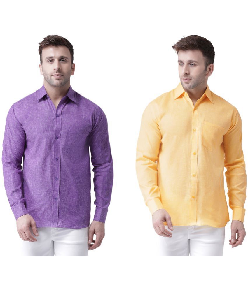    			RIAG 100% Cotton Regular Fit Solids Full Sleeves Men's Casual Shirt - Yellow ( Pack of 2 )