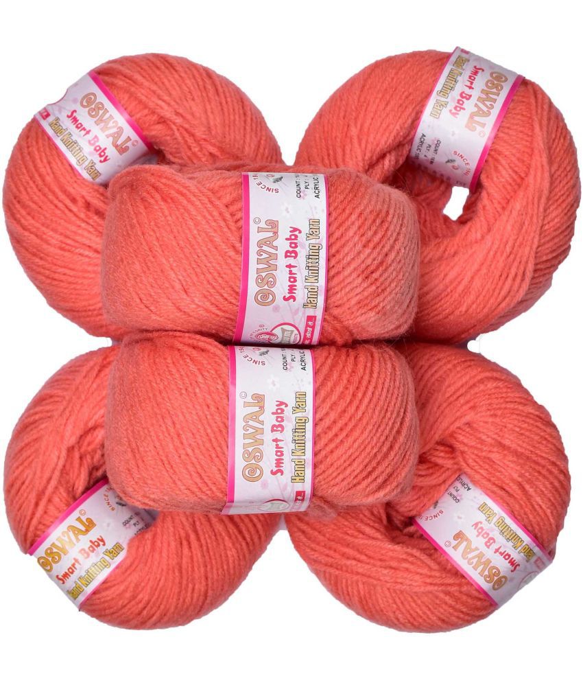     			Represents Oswal 100% Acrylic Wool Selmon (8 pc) Baby Soft Yarn ART - HC