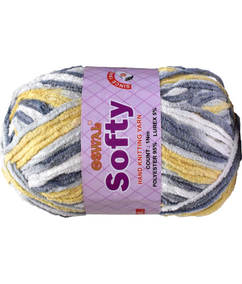     			Represents Oswal Knitting Yarn Thick Wool, Softy Yellow Grey 300 gm Art-GHC