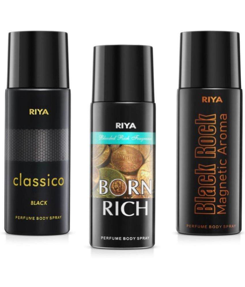     			Riya Classico & Born Rich & Black Rock Perfume Body Spray for Men 150 ml ( Pack of 3 )