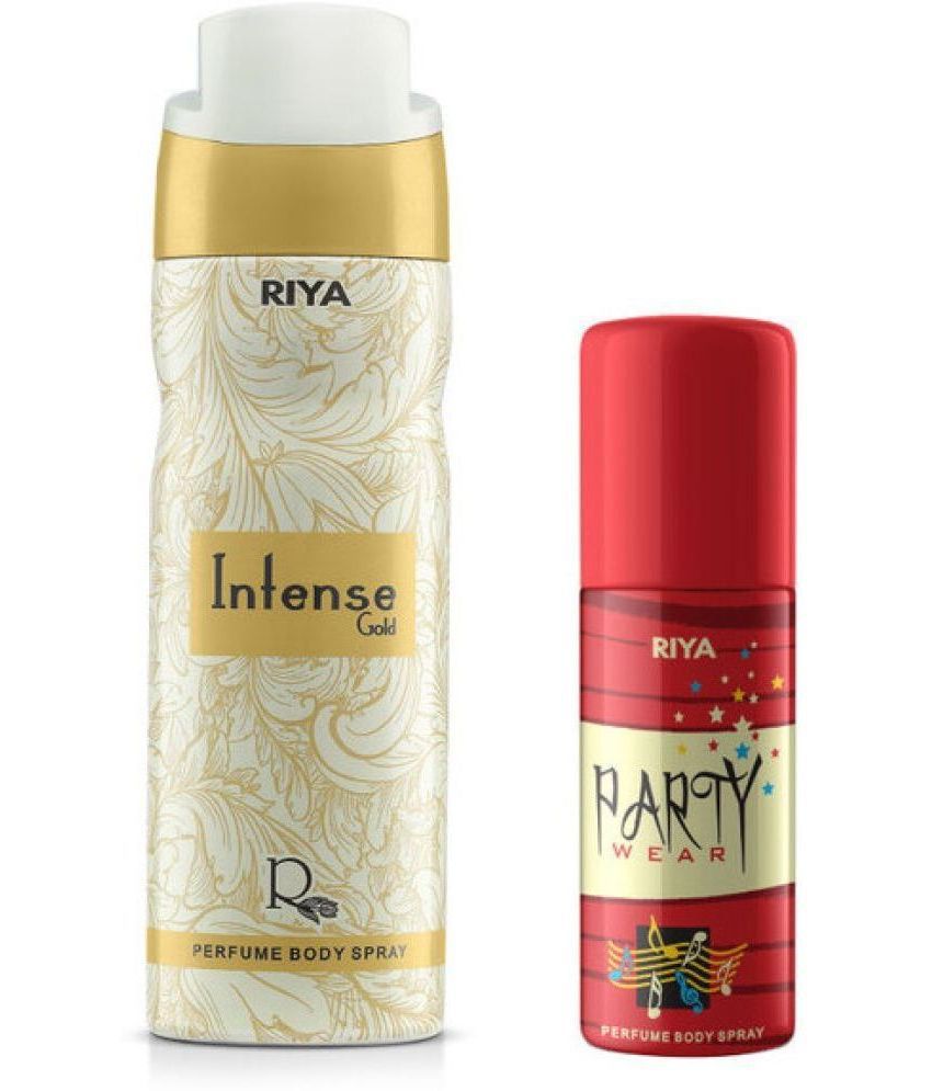     			Riya Intense Gold(200ml) & Party Wear(40 ml) Perfume Body Spray for Unisex 240 ml ( Pack of 2 )