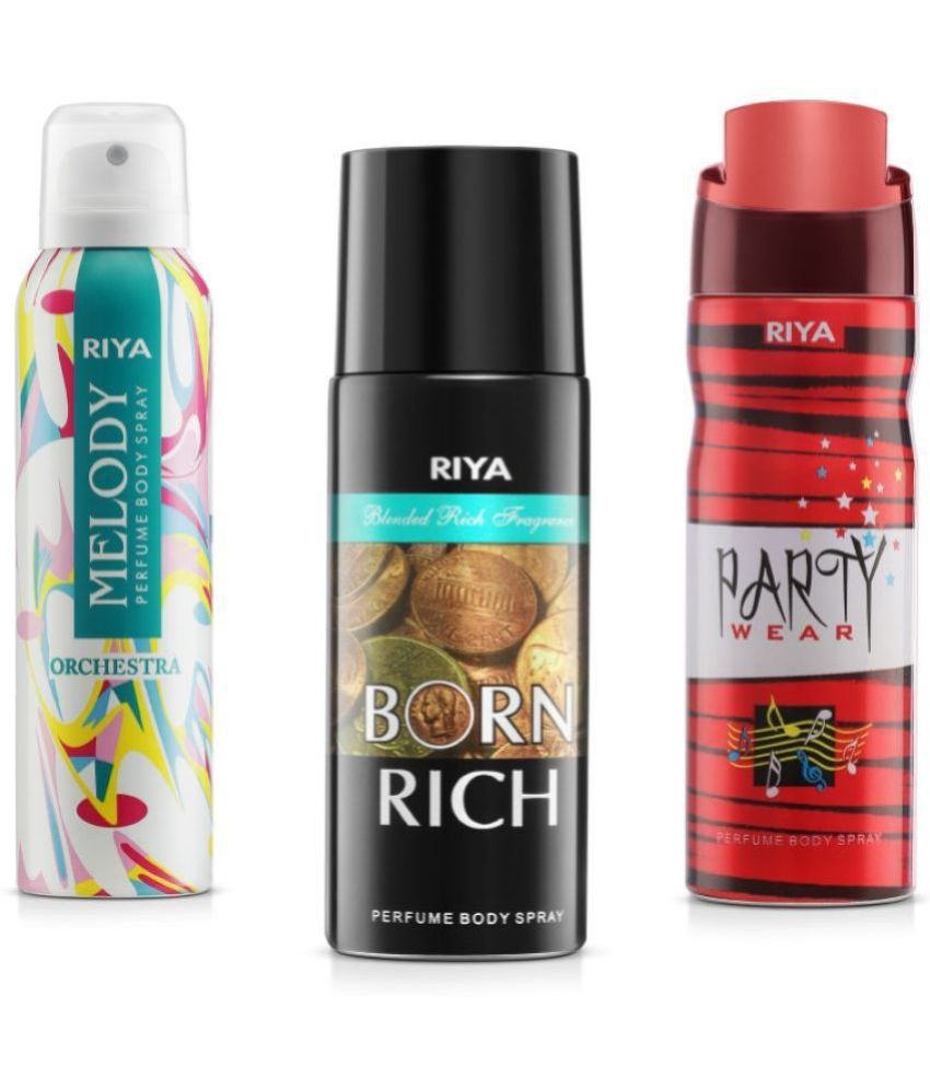     			Riya Melody & Born Rich & Party Wear Perfume Body Spray for Unisex 150 ml ( Pack of 3 )