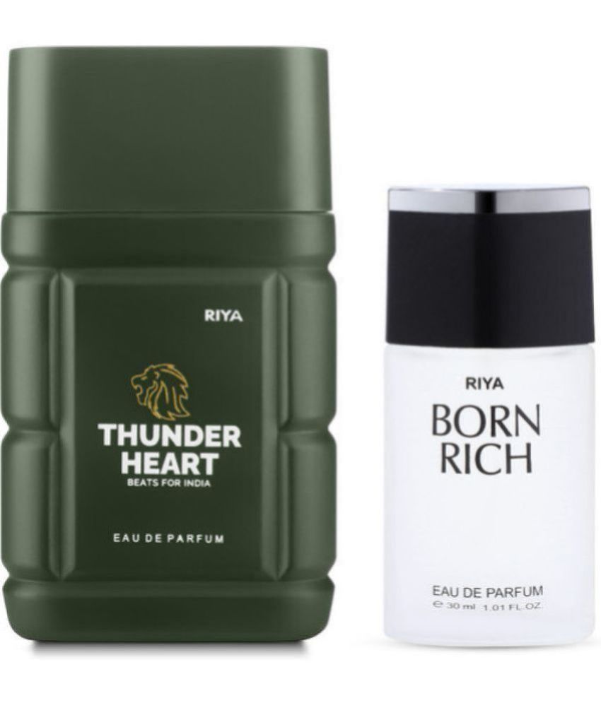     			Riya Thunder Heart & Born rich Eau De Parfum (EDP) For Men 140 ( Pack of 2 )