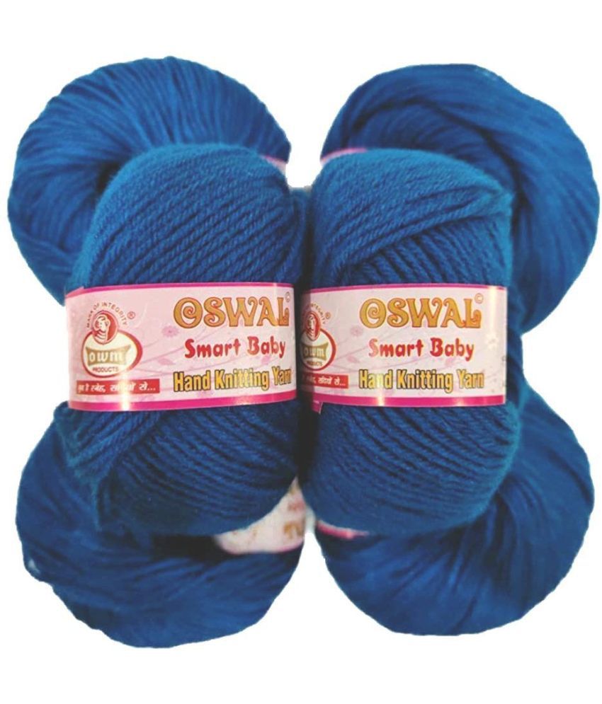     			Smart Baby Wool Hand Knitting Soft Fingering Crochet Hook Colour 6pcs (150gms) 25gm Each Ball Shade no.38 Dark Blue