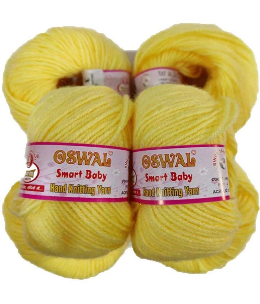     			Smart Baby Wool Hand Knitting Soft Fingering Crochet Hook Colour 10pcs (250gms) 25gm Each Ball Shade no.3 Lemon Yellow