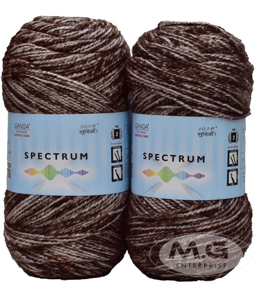     			Spectrum Carbon Brown Mix (200 gm)  Wool Ball Hand knitting wool / Art Craft soft fingering crochet hook yarn, needle knitting , With Needle.- I JH