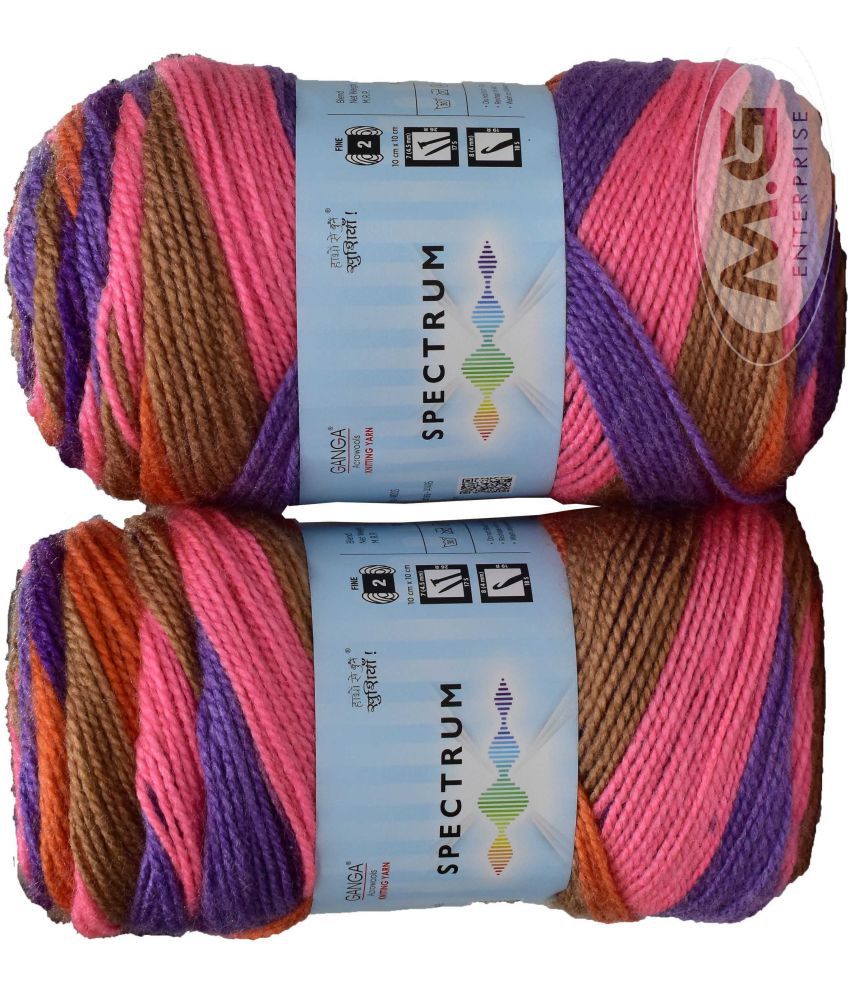     			Spectrum Purple Mix (500 gm) Wool Ball Hand knitting wool / Art Craft soft fingering crochet hook yarn, needle knitting , With Needle.-K