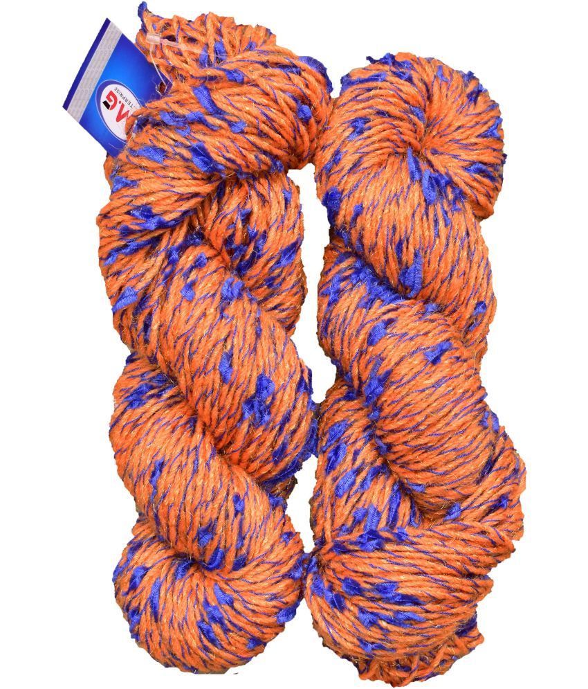     			Veronica Orange Blue (400 gm)  Wool Hank Hand knitting wool / Art Craft soft fingering crochet hook yarn, needle knitting yarn thread dyed