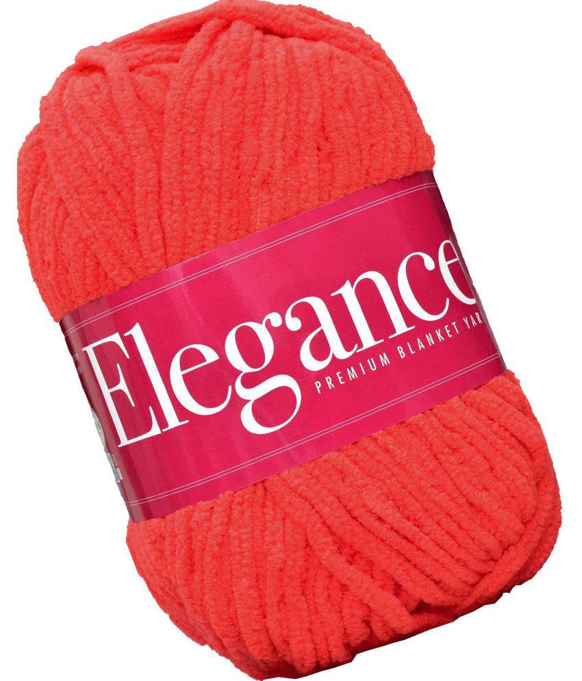     			Wool Knitting Yarn Thick Chunky Wool, Elegance S-M Deep Orange  WL 400 gm