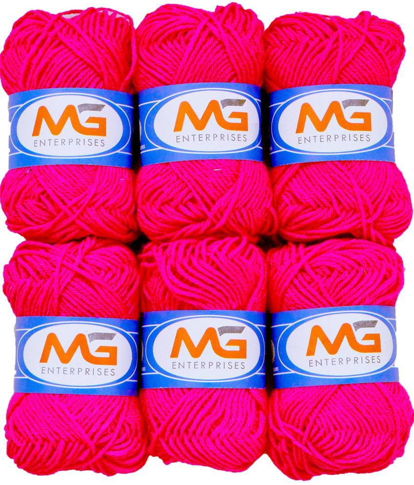     			Wool Magenta (6 pc) M.G  Wool Ball Hand Knitting Wool/Art Craft  Fingering Crochet Hook Yarn, Needle Knitting Yarn Thread Dyed