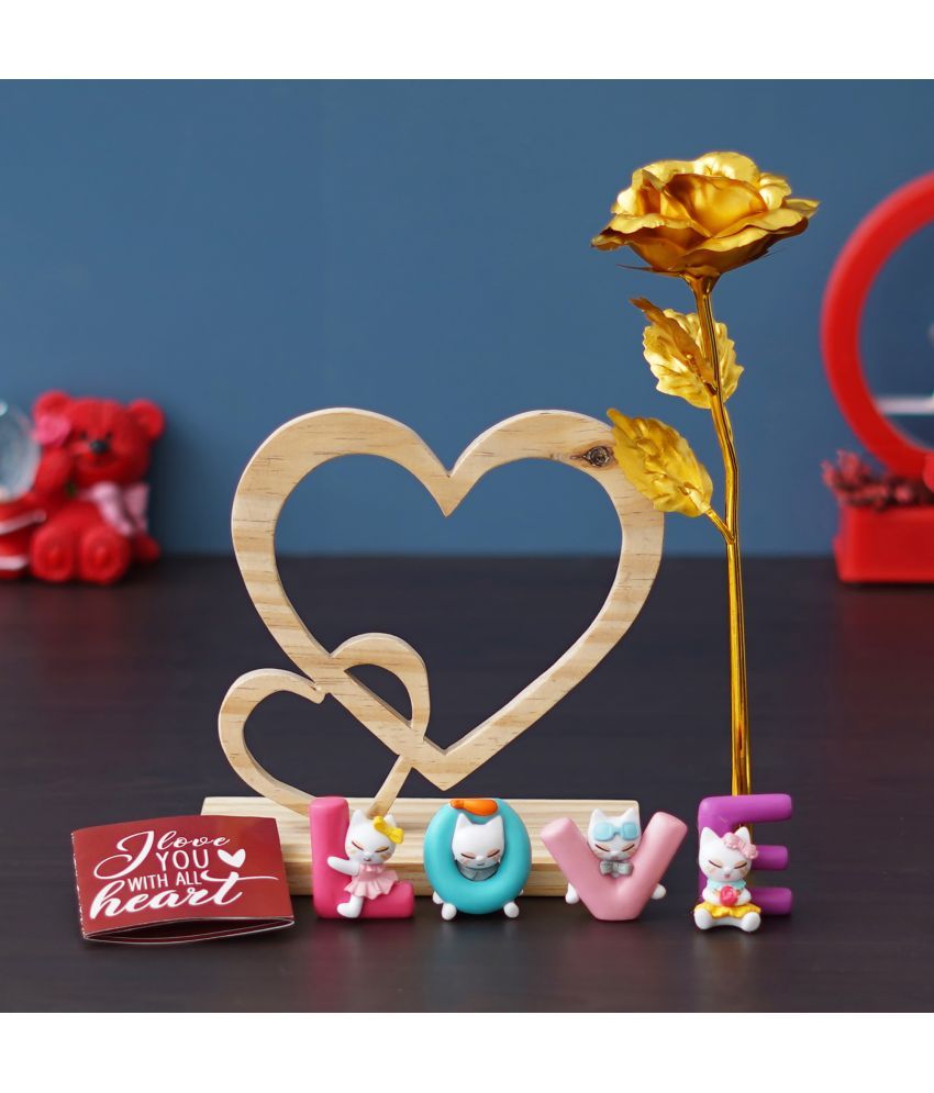     			eCraftIndia Gold Plastic Valentine Hamper