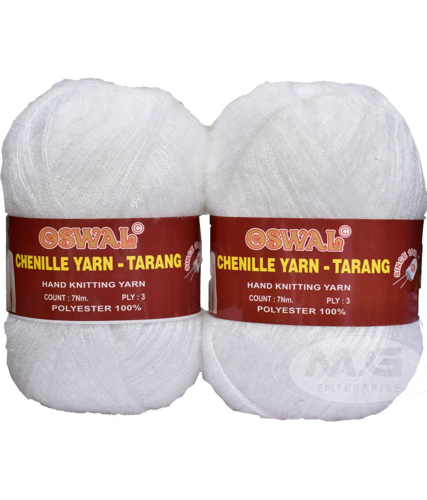     			osl Tarang White (200 gm)  Wool Ball 100 gm each 200 gm total Hand knitting wool / Art Craft soft fingering crochet hook yarn, needle knitting yarn thread dyed