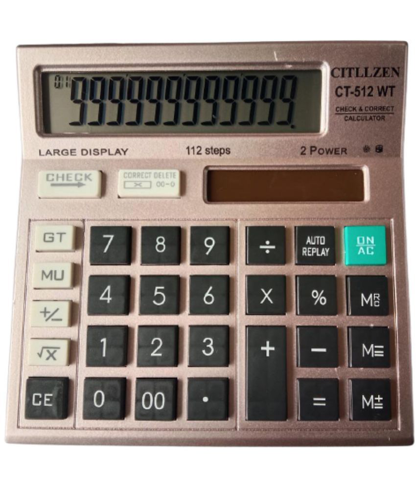     			2602 F  FLIPCLIPS- 1PC golden  CT-512WT  CALCULATOR 120 Steps Check & Correct 12 Digit Premium Desktop Calculator( PACK OF 1)
