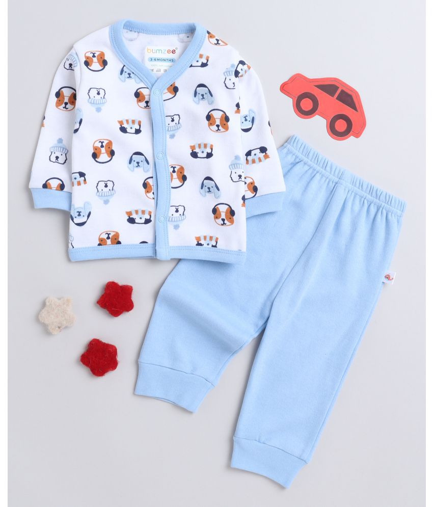     			BUMZEE Off White Cotton Baby Boy T-Shirt & Pyjama Set ( Pack of 1 )